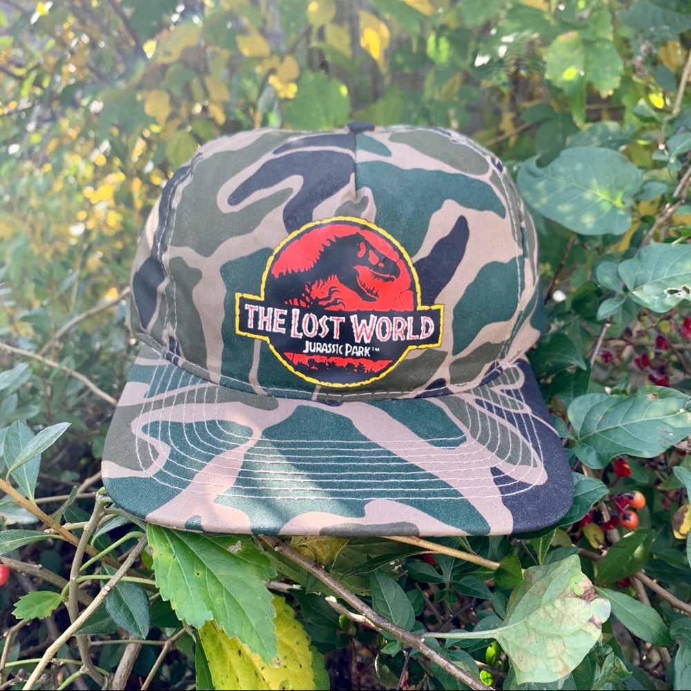 Vintage Jurassic Park Movie Camo Snap Back Hat